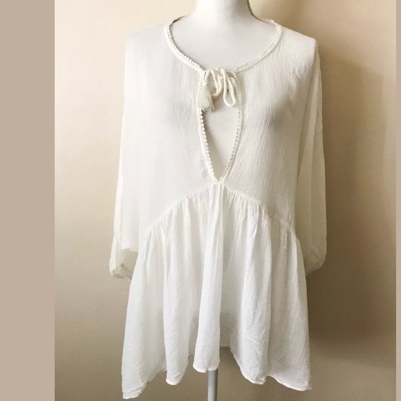 zara white beach cover up